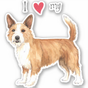 Eu adoro meu adesivo português do Podengo Pequeno