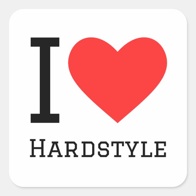 Eu adoro o adesivo quadrado estilo duro (Frente)