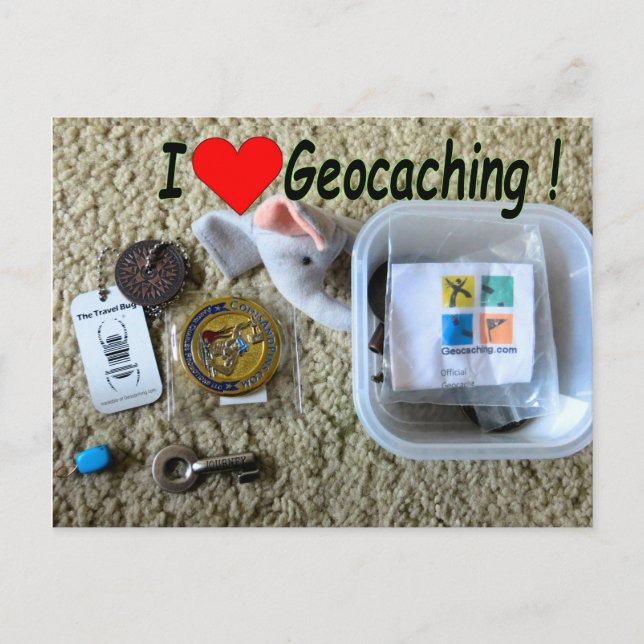 Eu adoro o cartão postal Geocaching: Cache aberto (Frente)