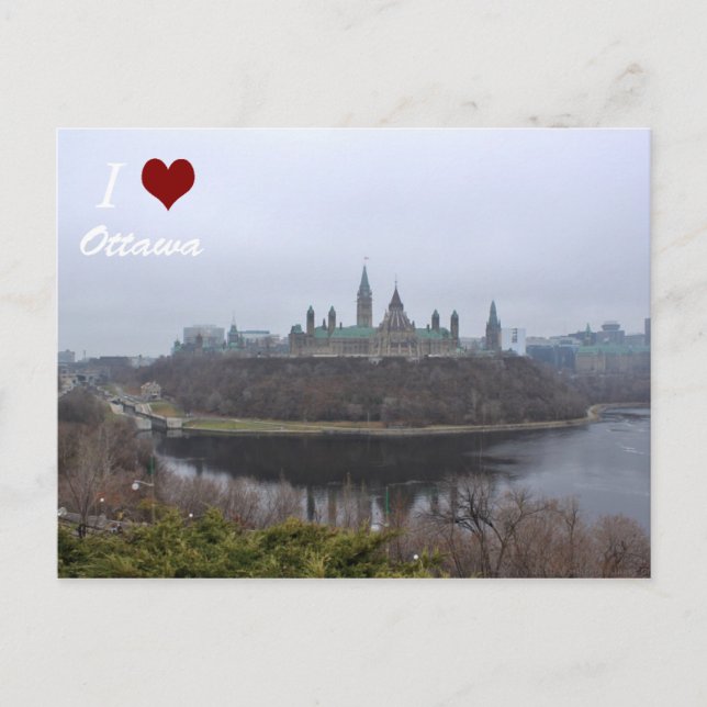 Eu adoro o cartão postal Ottawa do Parlamento Hill (Frente)