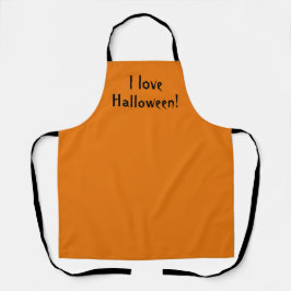 Eu Adoro O Halloween Orange Apron