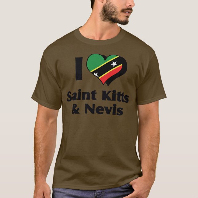 Eu adoro o Santo Kitts & Nevis - Camisa de Bandeir (Frente)