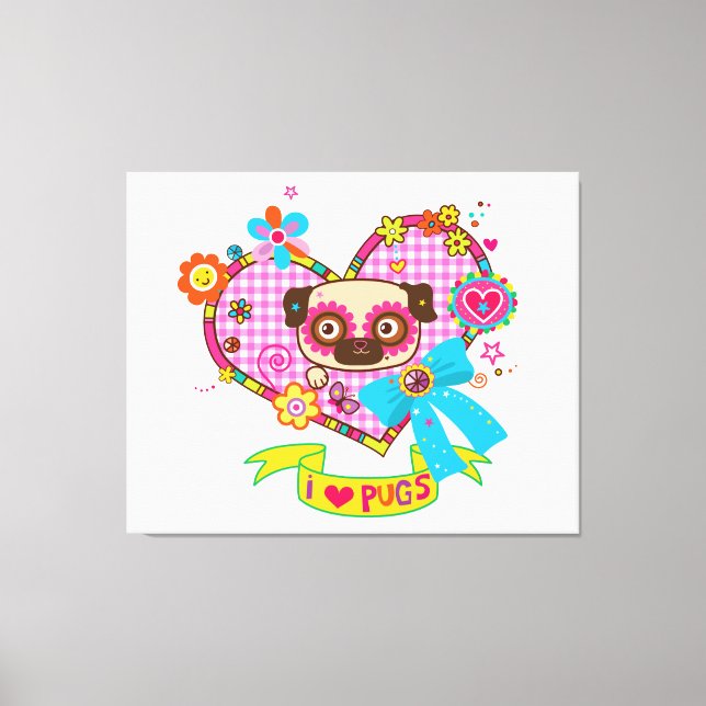 Eu Adoro Pugs! Impressão de tela (Frente)