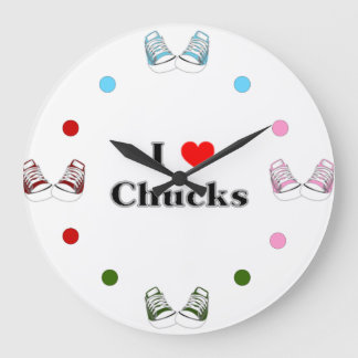 Eu adoro Relógio de Parede Chucks (branco)