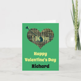 Eu Adoro Você Coração em Grade Verde Cartão de Boa