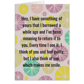 "Eu ainda tenho essa coisa que eu pedi" o cartão