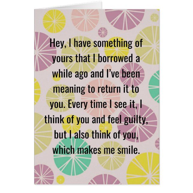 "Eu ainda tenho essa coisa que eu pedi" o cartão (Frente)