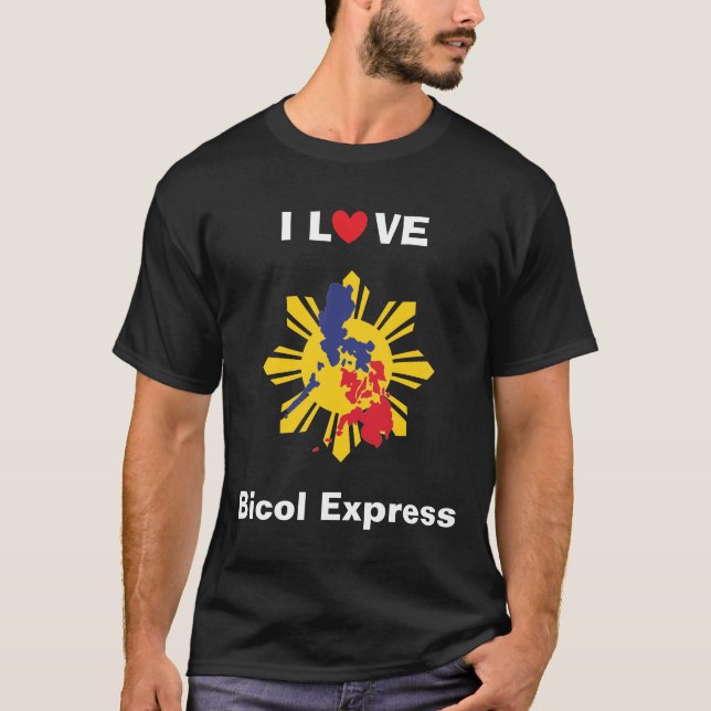 Eu amo a camisa escura básica expressa de Bicol (Frente)