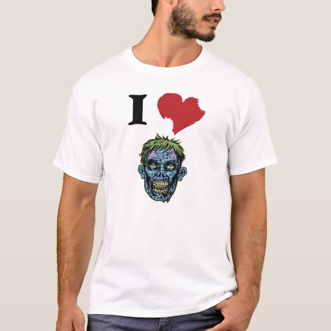 EU AMO a camisa gráfica dos ZOMBIS T (Frente)