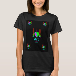 Eu amo a camisa preta do T das mulheres da arte