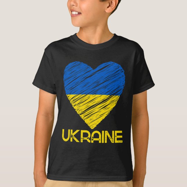 Eu Amo a Camiseta da Bandeira da Ucrânia Eu Apoio  (Frente)