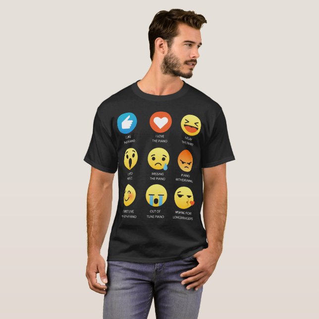 Eu amo a camiseta do gráfico do Emoticon de Emoji (Frente Completa)
