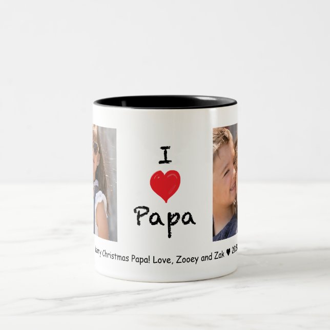 Eu amo a caneca customizável da foto da papá 2 (Centro)