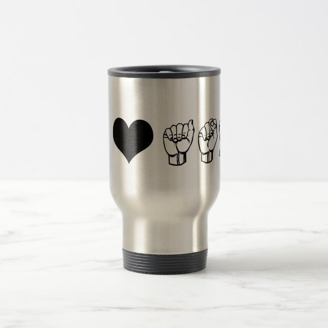 Eu amo a caneca de viagem do ASL (Centro)
