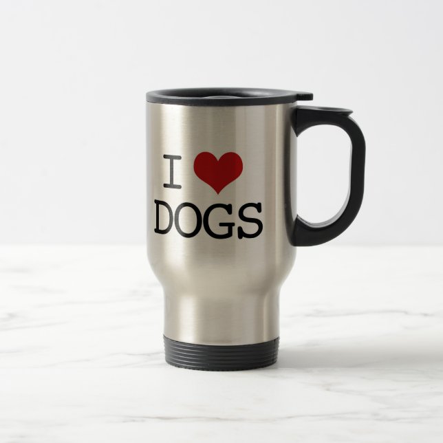 Eu amo a caneca de viagem dos cães (Direita)