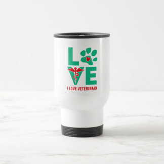 Eu amo a caneca de viagem veterinária