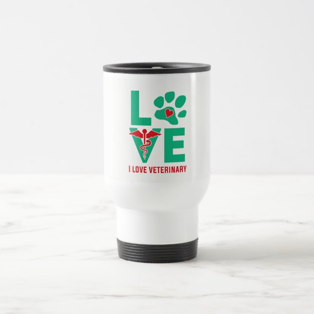Eu amo a caneca de viagem veterinária (Centro)