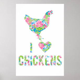 Eu amo a encomenda especial do poster das galinhas