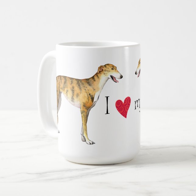 Eu Amo a minha caneca de café Greyhound (Frente Esquerda)