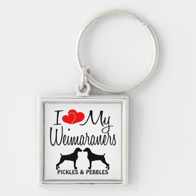 Eu Amo A Minha Chaveiro Personalizada De Dois Weim (Frente)