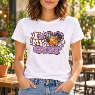 Eu Amo a Minha Gata Camiseta Personalizada com Fot