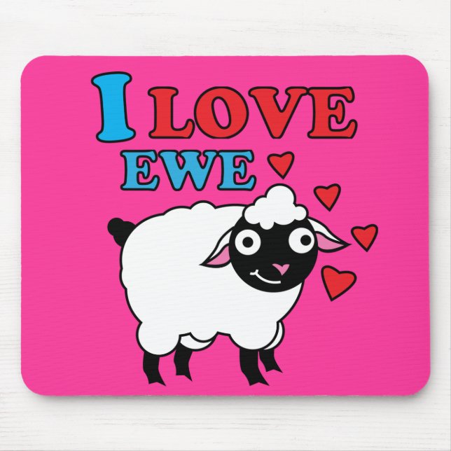 Eu amo a ovelha Mousepad (Frente)
