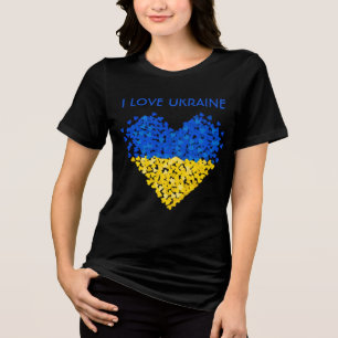 Eu amo a Ucrânia. Suporte à Ucrânia. Camiseta Tri-