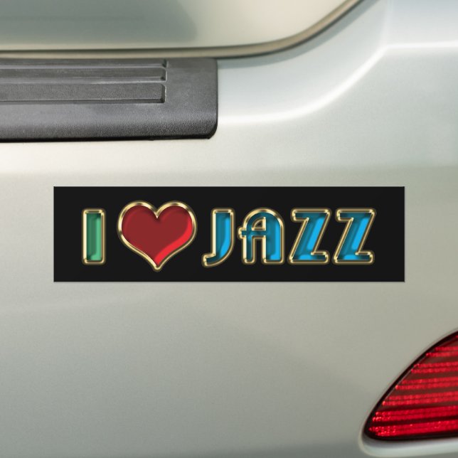 Eu Amo Adesivo de Para-choque de Jazz (No carro)
