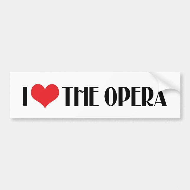 Eu Amo Adesivo de Para-choque de Ópera (Frente)