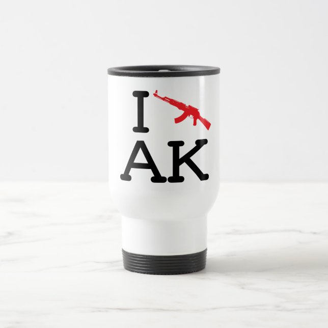Eu amo AK - AK47 - caneca de viagem (Centro)