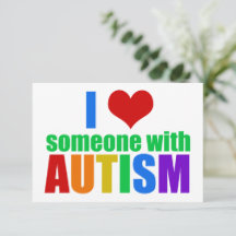 Eu Amo Alguém com Autismo Cartão Arco-Íris Bonito