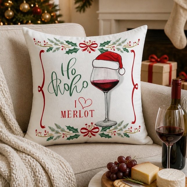 Eu Amo Almofada de Natal Merlot (Criador carregado)