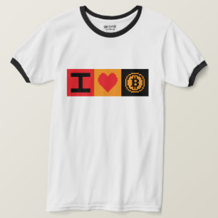 Eu Amo Bitcoin BTC Bloco de 8 Bits Camiseta
