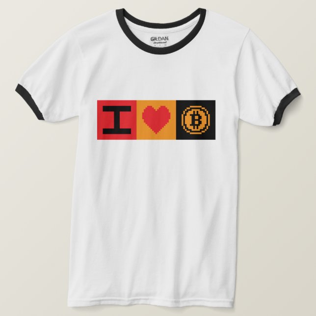Eu Amo Bitcoin BTC Bloco de 8 Bits | Camiseta (Frente do Design)