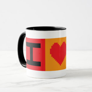 Eu Amo Bitcoin BTC Bloco de 8 Bits Caneca
