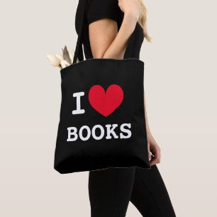 Eu amo bolsa tote ombro livros para amantes de liv