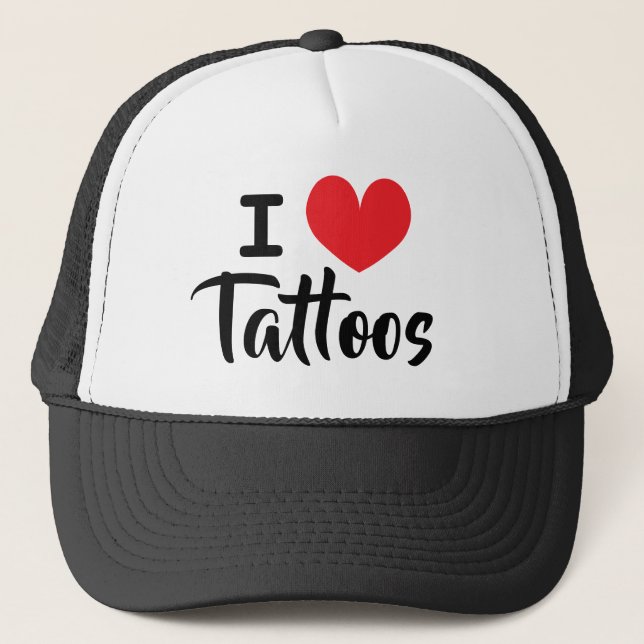 Eu amo boné de caminhoneiro de tatuagens para aman (Frente)