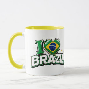 Eu Amo Brasil Caneca Patriótica de Futebol para Fã