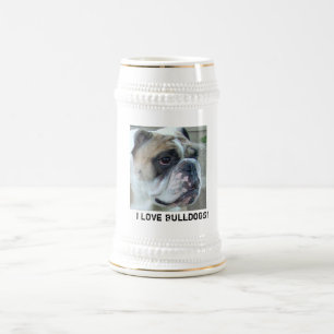 Eu amo buldogues! Caneca da caneca de cerveja da