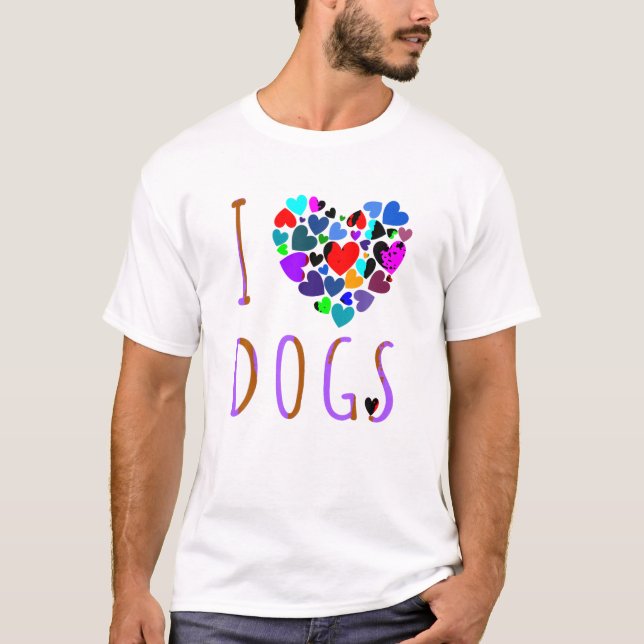 Eu Amo Cachorros Camisa Design do Coração Cachorro (Frente)