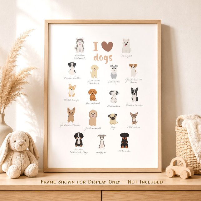 Eu Amo Cachorros Poster Decoração de Sala de Crian (Criador carregado)