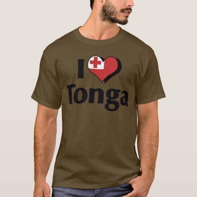 Eu Amo Camisa da Bandeira de Tonga (Frente)