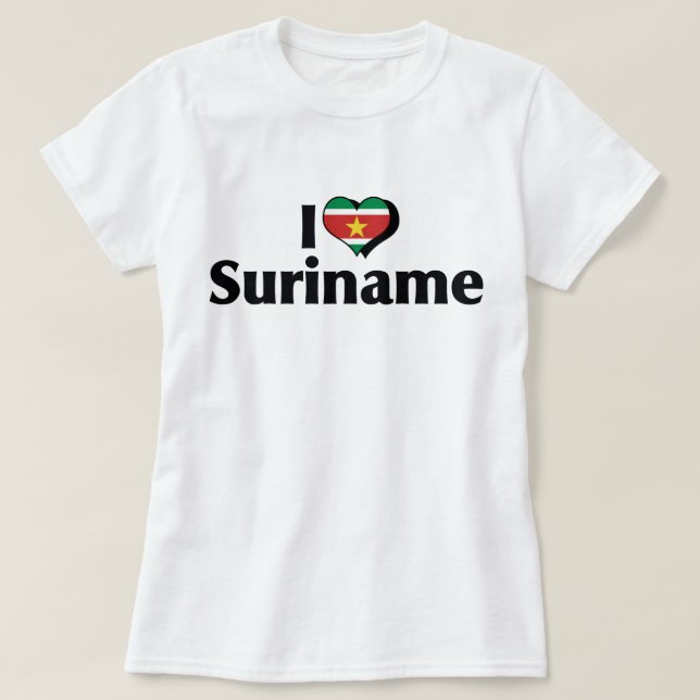 Eu Amo Camisa da Bandeira do Suriname (Frente do Design)