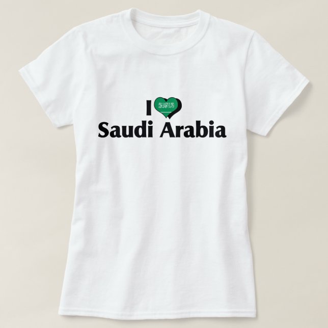 Eu Amo Camisa De Bandeira Da Arábia Saudita (Frente do Design)