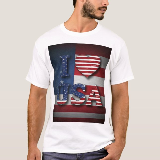 Eu Amo Camiseta Americana - Mostre Seu Orgulho Ame (Frente)