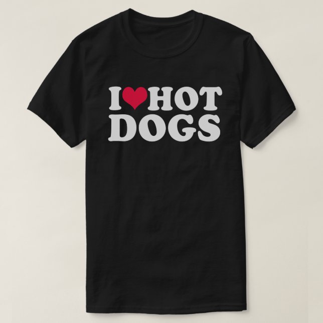Eu Amo Camiseta de Cachorro Quente (Frente do Design)