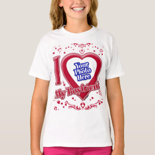 Eu Amo Camiseta de Corações Vermelhos da Foto do M