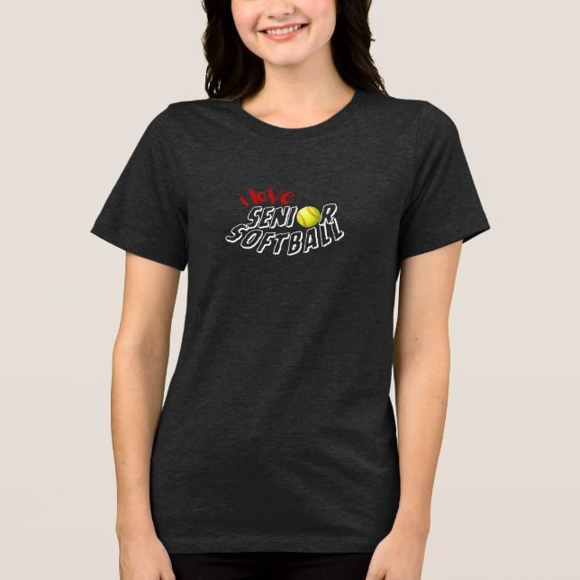 Eu Amo Camiseta de Softbol Senior (Frente)