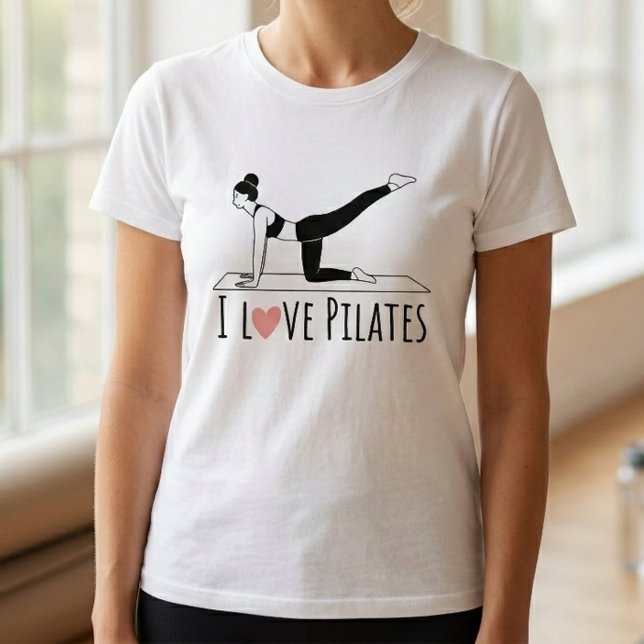 Eu Amo Camiseta de Treino de Pilates Simples do Co (I Love Pilates Quote Simple Heart Workout Tee)