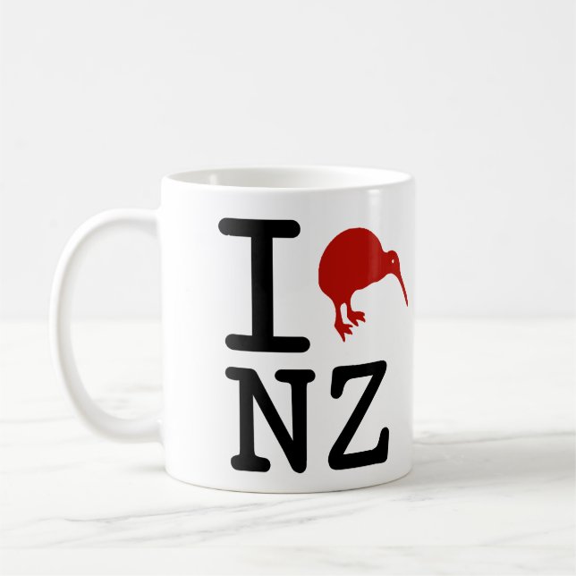 Eu Amo Caneca de Café da Nova Zelândia (Esquerda)